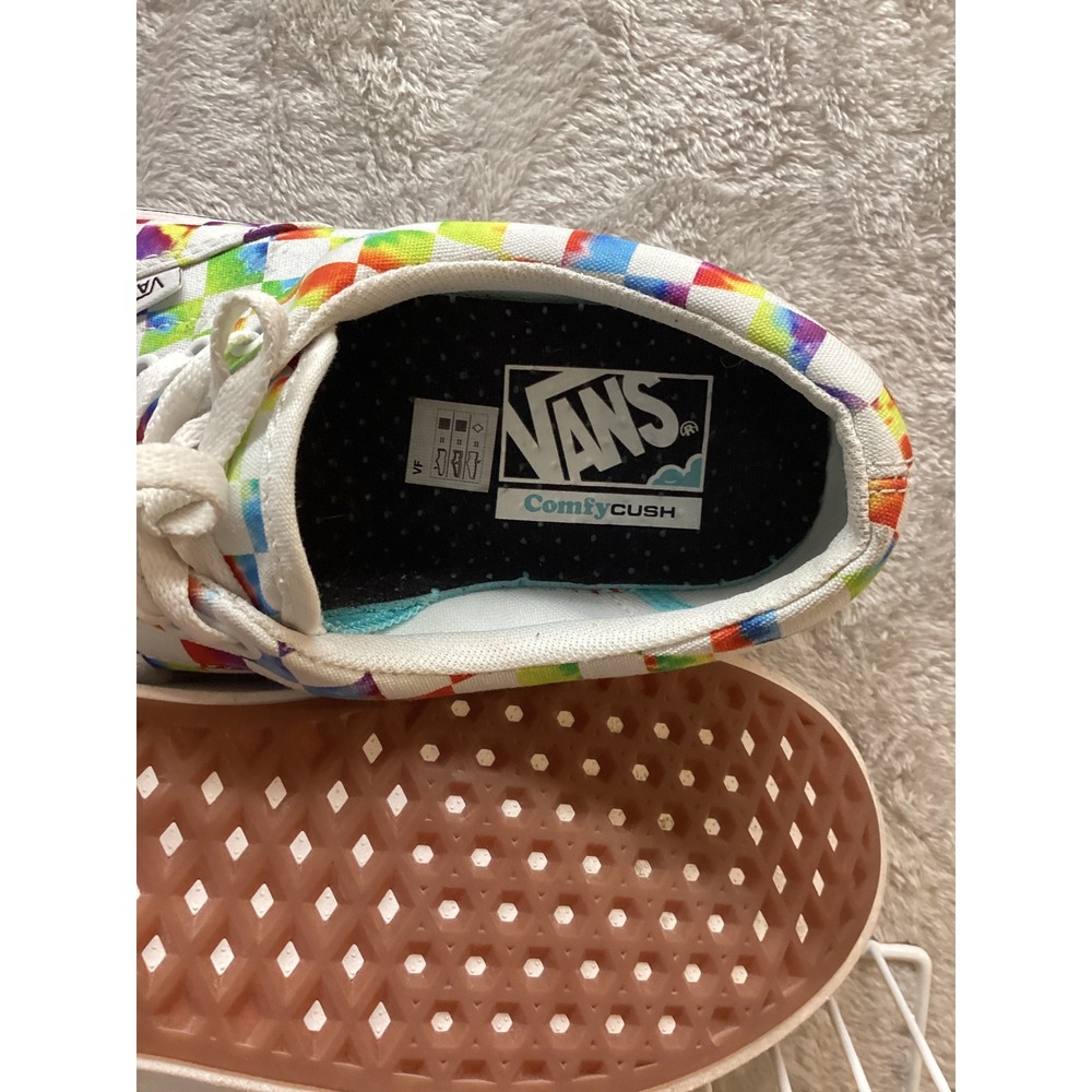 Vans Era Tie Dye Checkerboard Rainbow Canvas Lace Up Sneakers Women Size 8.5 - Picture 6 of 7